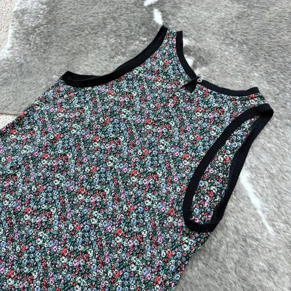 LOFT Floral Rib Trim Mixed Media Tank - Picture 7 of 12